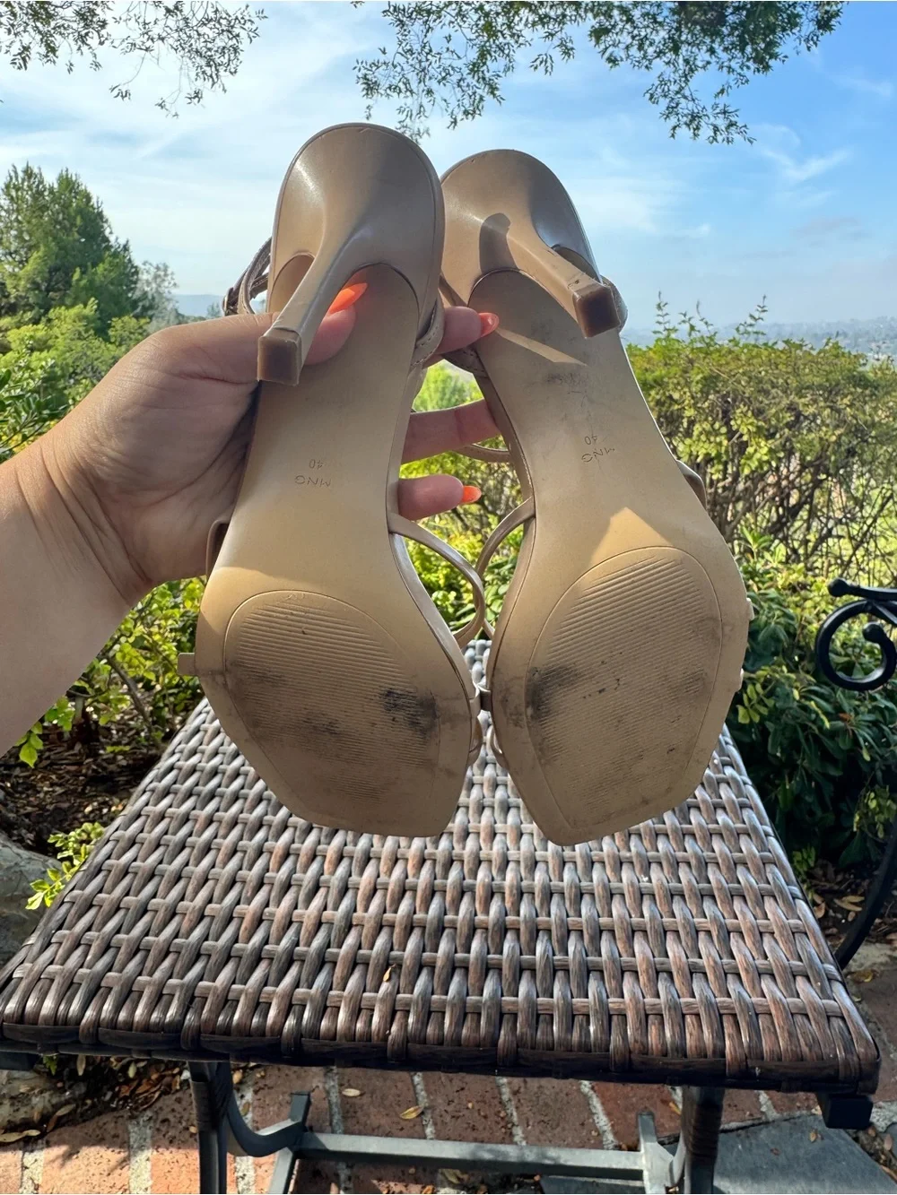 Mango MNG Nude Strappy Heeled Sandals US 9 EU 40 Square Toe